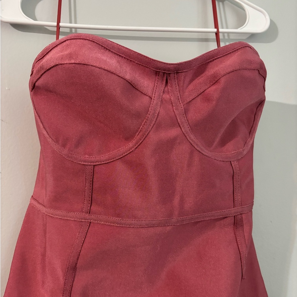 PrettyLittleThing Strapless Pink Dress - Picture 2 of 7